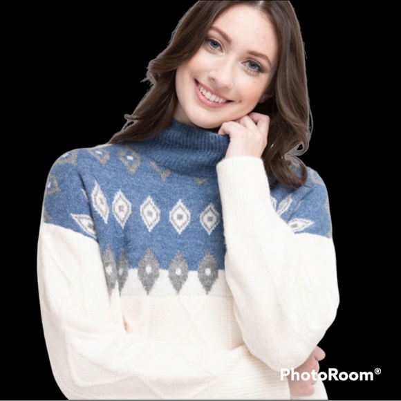 NWT Ricki’s Ladies XL Fair Isle Mock Neck Sweater - Picture 2 of 6